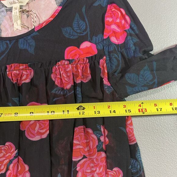 MATILDA JANE Dress Floral Mesh Overlay Tiered Long Sleeve Fitted NWT XS Black - Picture 5 of 13